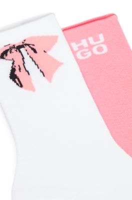 Two-pack of short socks in a cotton blend, White / Pink