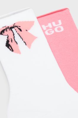 Two-pack of short socks in a cotton blend, White / Pink
