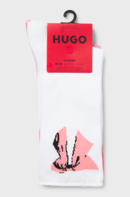Two-pack of short socks in a cotton blend, White / Pink