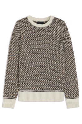 Cotton sweater with rich knitted structure, Patterned