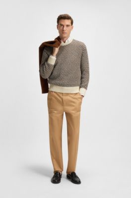 Cotton sweater with rich knitted structure, Patterned