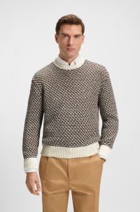 Cotton sweater with rich knitted structure, Patterned