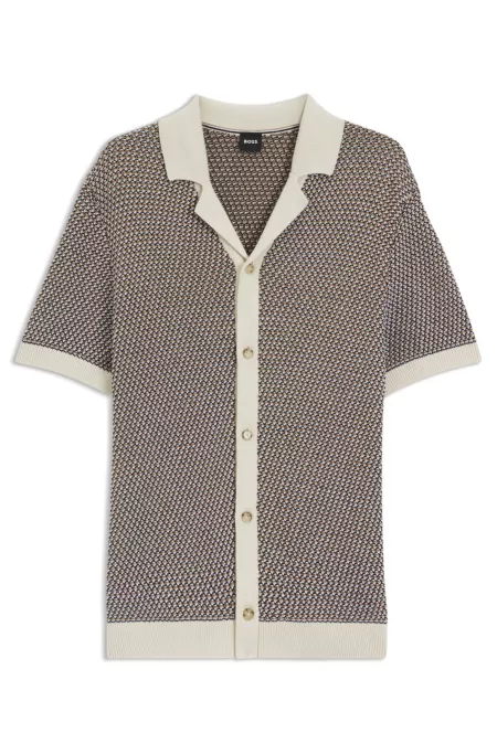 Regular-fit knit cardigan in structured cotton