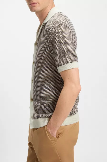 Regular-fit knit cardigan in cotton