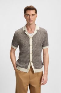 Regular-fit knit cardigan in cotton, Patterned