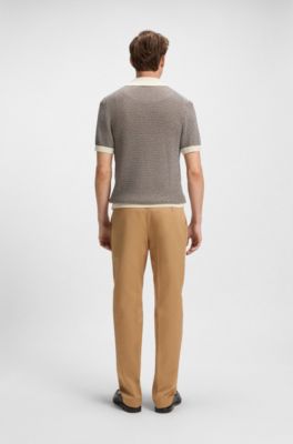 Regular-fit knit cardigan in structured cotton, Patterned