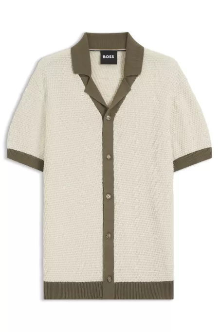 Regular-fit knit cardigan in structured cotton