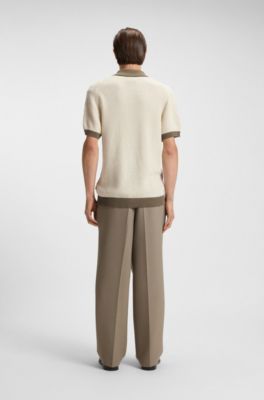 Regular-fit knit cardigan in structured cotton, Light Brown