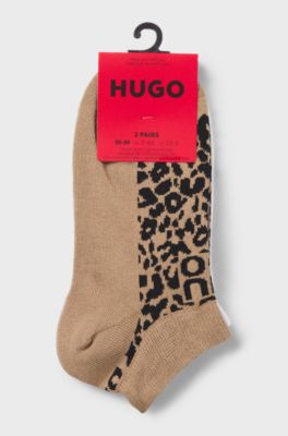 Two-pack of ankle socks in a cotton blend, White / Beige