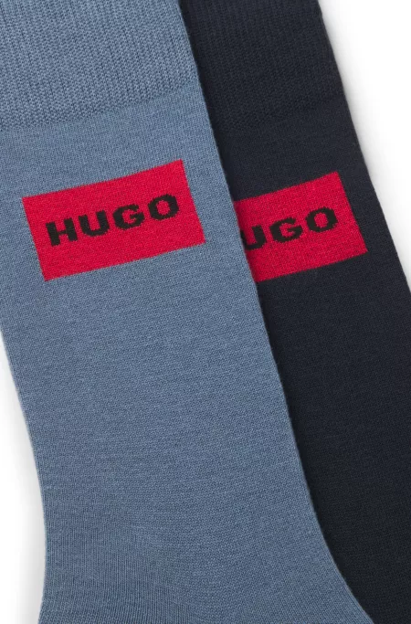 Two-pack of regular-length socks with logo labels