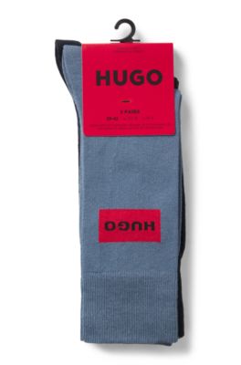 Two-pack of regular-length socks with logo labels, Blue