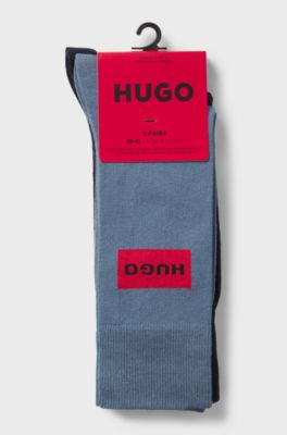Two-pack of regular-length socks with logo labels, Blue