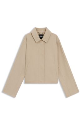 Wool-blend coat with concealed closure, Light Beige
