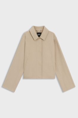 Chaqueta en mezcla de lana con cierre de botones oculto, Beige claro