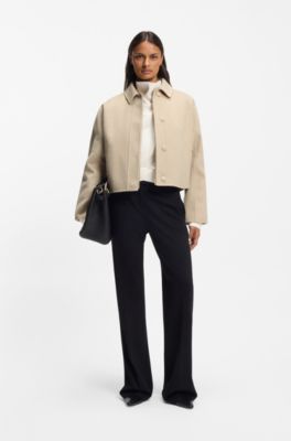 Wool-blend coat with concealed closure, Light Beige