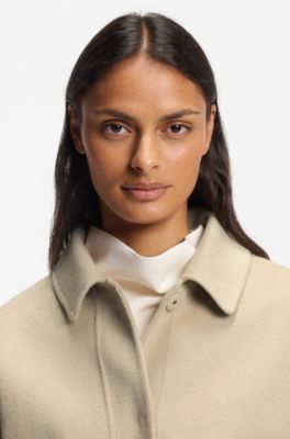 Wool-blend coat with concealed closure, Light Beige