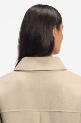 Chaqueta en mezcla de lana con cierre de botones oculto, Beige claro