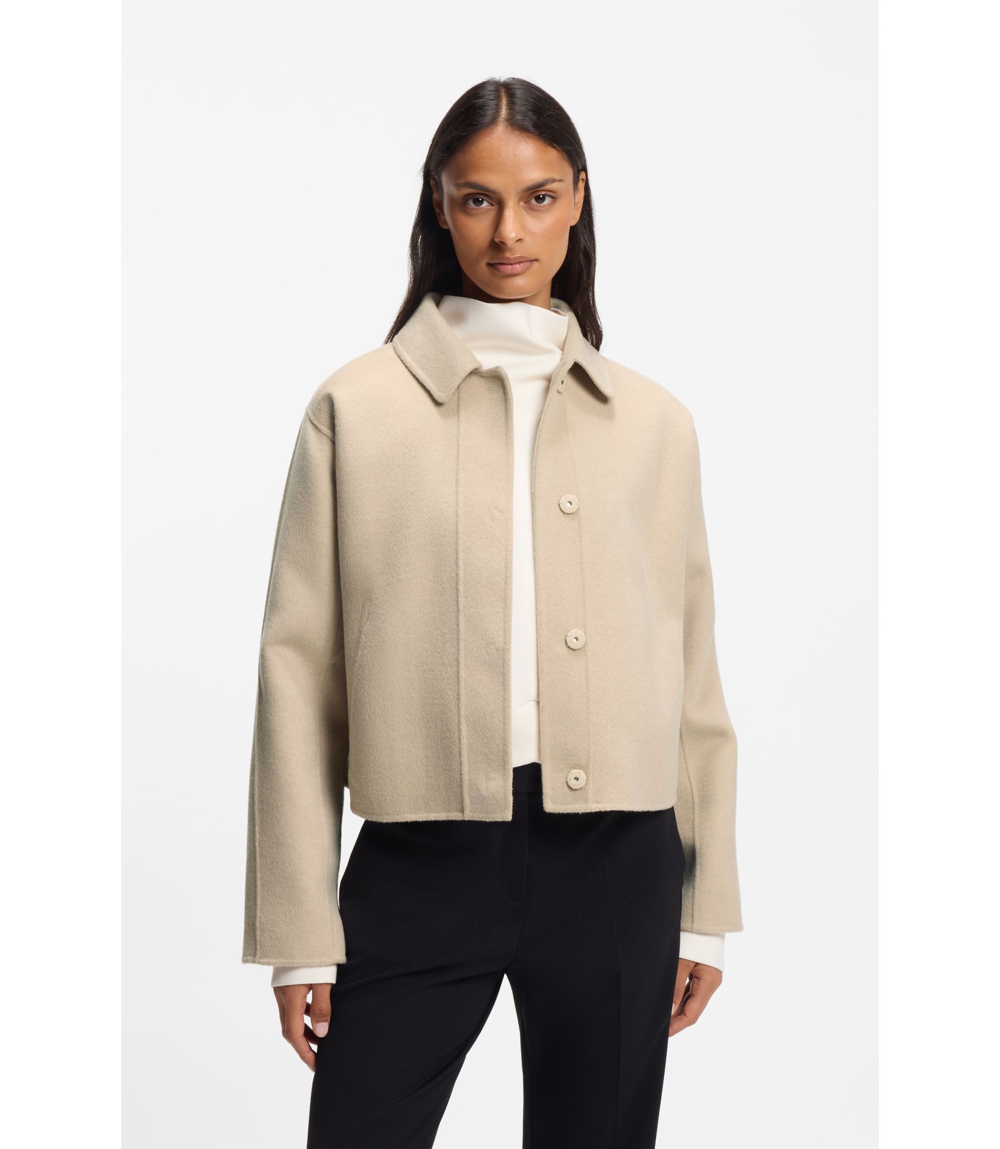 Jacke aus Woll-Mix mit verdecktem Verschluss