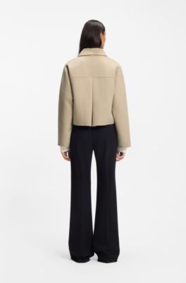 Wool-blend jacket with concealed closure, Light Beige