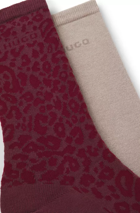 Two-pack of regular-length socks with leopard details
