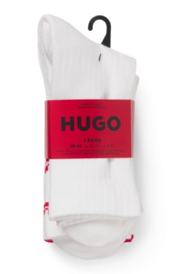 Calze corte con logo spezzato in confezione da tre, Bianco