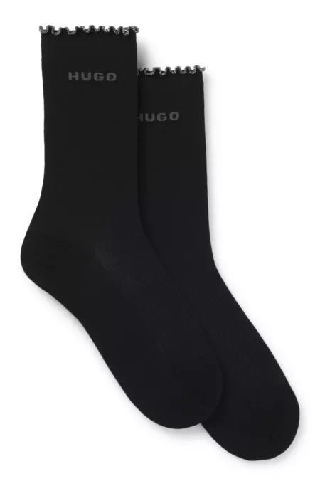 Two-pack of regular-length socks with lettuce cuff