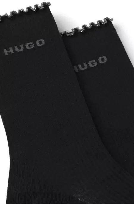 Two-pack of regular-length socks with lettuce cuff