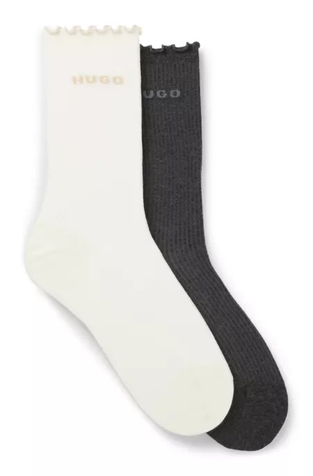 Two-pack of regular-length socks with lettuce cuff