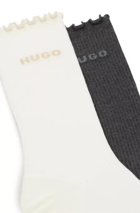 Two-pack of regular-length socks with lettuce cuff
