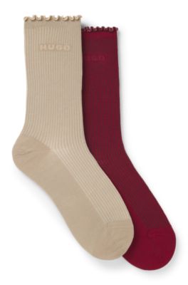 Two-pack regular-length socks, Dark Red / Beige
