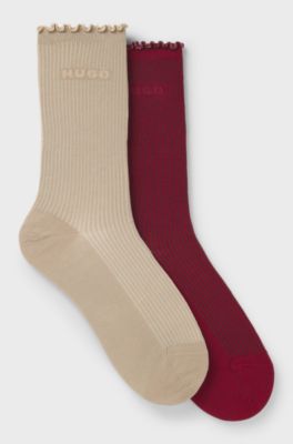 Two-pack regular-length socks, Dark Red / Beige