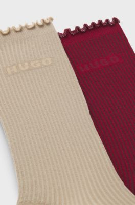 Two-pack regular-length socks, Dark Red / Beige