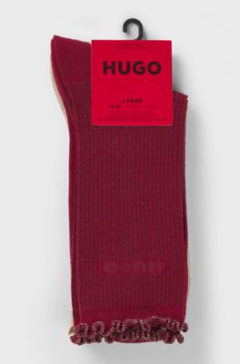 Two-pack regular-length socks, Dark Red / Beige