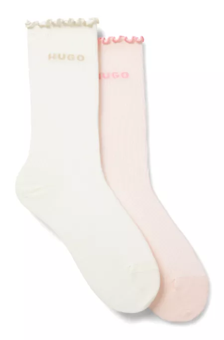 Two-pack of regular-length socks with lettuce cuff