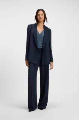 Wrap-front top in pliss&eacute; tulle, Blue