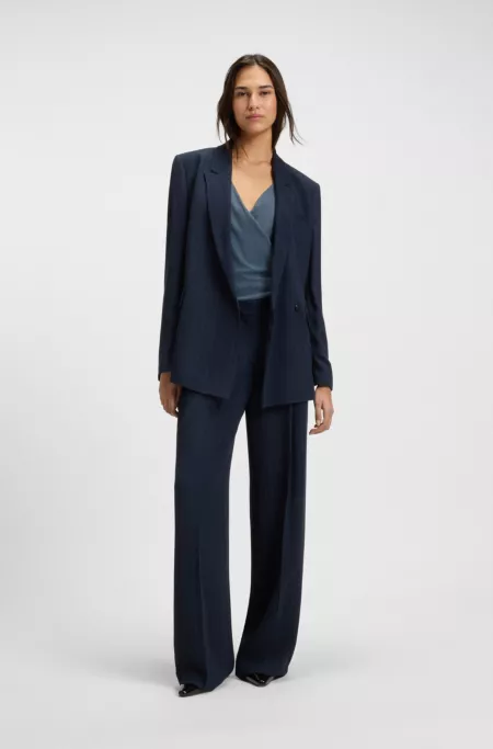 Wrap-front top in plissé tulle