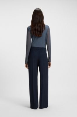 Wrap-front top in pliss&eacute; tulle, Blue