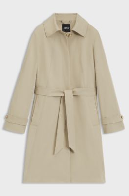 Water-repellent belted coat with detachable inner vest, Light Beige