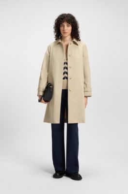 Water-repellent belted coat with detachable inner vest, Light Beige