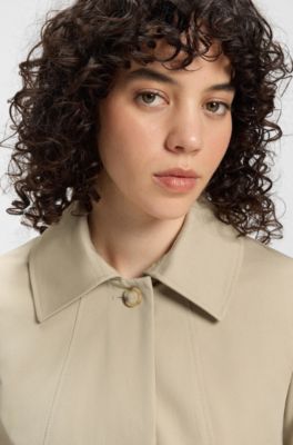 Water-repellent belted coat with detachable inner vest, Light Beige