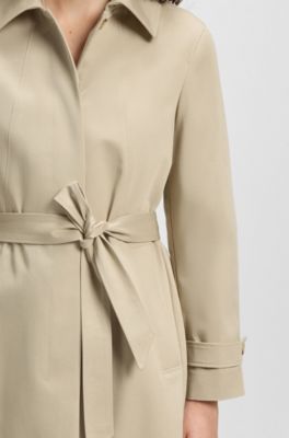 Water-repellent belted coat with detachable inner vest, Light Beige