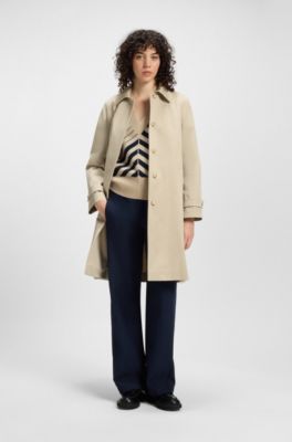 Water-repellent belted coat with detachable inner vest, Light Beige