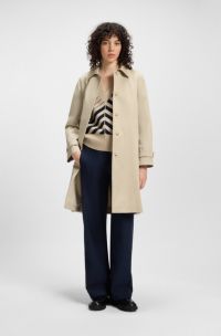 Water-repellent belted coat with detachable inner vest, Light Beige
