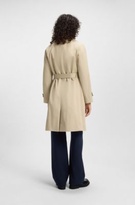 Water-repellent belted coat with detachable inner vest, Light Beige