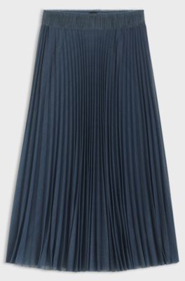 Lined tulle skirt with pliss&eacute; pleats, Blue