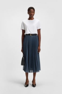 Lined tulle skirt with pliss&eacute; pleats, Blue