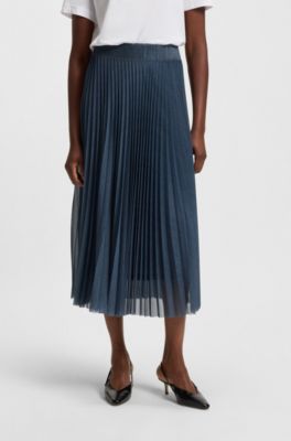 Lined tulle skirt with pliss&eacute; pleats, Blue