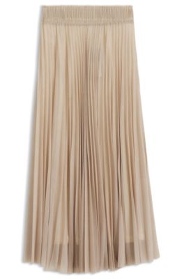 Lined tulle skirt with pliss&eacute; pleats, Beige