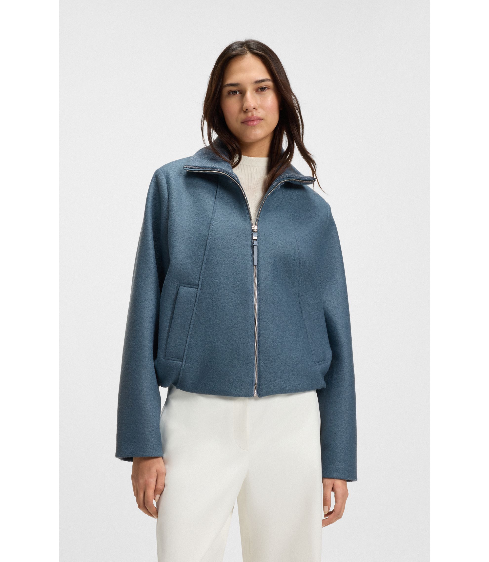 Jacke aus gekochter Schurwolle mit Reißverschluss