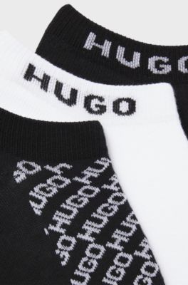 Three-pack of ankle socks with logo details, White / Black